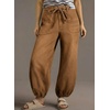 image:imageSidefeel Womens Wide Leg Jeans High Waisted Drawstring Baggy Stretchy Trendy Harem Loose Ankle Denim PantsBrown