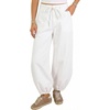 image:imageSidefeel Womens Wide Leg Jeans High Waisted Drawstring Baggy Stretchy Trendy Harem Loose Ankle Denim PantsCream White