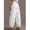image:imageSidefeel Womens Wide Leg Jeans High Waisted Drawstring Baggy Stretchy Trendy Harem Loose Ankle Denim PantsCream White