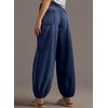 image:imageSidefeel Womens Wide Leg Jeans High Waisted Drawstring Baggy Stretchy Trendy Harem Loose Ankle Denim PantsDark Blue