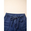 image:imageSidefeel Womens Wide Leg Jeans High Waisted Drawstring Baggy Stretchy Trendy Harem Loose Ankle Denim PantsDark Blue