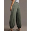 image:imageSidefeel Womens Wide Leg Jeans High Waisted Drawstring Baggy Stretchy Trendy Harem Loose Ankle Denim PantsGreen