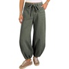 image:imageSidefeel Womens Wide Leg Jeans High Waisted Drawstring Baggy Stretchy Trendy Harem Loose Ankle Denim PantsGreen
