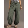 image:imageSidefeel Womens Wide Leg Jeans High Waisted Drawstring Baggy Stretchy Trendy Harem Loose Ankle Denim PantsGreen