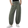 image:imageSidefeel Womens Wide Leg Jeans High Waisted Drawstring Baggy Stretchy Trendy Harem Loose Ankle Denim PantsGreen