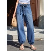 image:imageSidefeel Womens Wide Leg Jeans High Waisted Drawstring Baggy Stretchy Trendy Harem Loose Ankle Denim PantsLight Blue