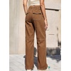 image:imageSidefeel Womens Wide Leg Jeans High Waisted Elastic Stretchy Straight Leg Trendy Drawstring Baggy Pull On Denim PantsBrown