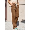 image:imageSidefeel Womens Wide Leg Jeans High Waisted Elastic Stretchy Straight Leg Trendy Drawstring Baggy Pull On Denim PantsBrown