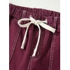 image:imageSidefeel Womens Wide Leg Jeans High Waisted Elastic Stretchy Straight Leg Trendy Drawstring Baggy Pull On Denim PantsBurgundy