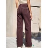 image:imageSidefeel Womens Wide Leg Jeans High Waisted Elastic Stretchy Straight Leg Trendy Drawstring Baggy Pull On Denim PantsCoffee