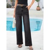 image:imageSidefeel Womens Wide Leg Jeans High Waisted Stretchy Baggy Side Seam Denim Pants with Slanted PocketsBlack