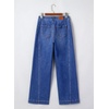 image:imageSidefeel Womens Wide Leg Jeans High Waisted Stretchy Baggy Side Seam Denim Pants with Slanted PocketsBlue
