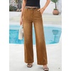 image:imageSidefeel Womens Wide Leg Jeans High Waisted Stretchy Baggy Side Seam Denim Pants with Slanted PocketsBrown