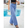 image:imageSidefeel Womens Wide Leg Jeans High Waisted Stretchy Baggy Side Seam Denim Pants with Slanted PocketsLight Blue