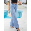 image:imageSidefeel Womens Wide Leg Jeans High Waisted Stretchy Baggy Side Seam Denim Pants with Slanted PocketsSky Blue
