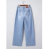 image:imageSidefeel Womens Wide Leg Jeans High Waisted Stretchy Baggy Side Seam Denim Pants with Slanted PocketsSky Blue