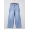 image:imageSidefeel Womens Wide Leg Jeans High Waisted Stretchy Baggy Side Seam Denim Pants with Slanted PocketsSky Blue