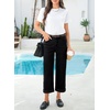 image:imageSidefeel Womens Wide Leg Jeans High Waisted Stretchy Cropped Ankle Capri Rolled Hem Denim PantsBlack