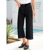 image:imageSidefeel Womens Wide Leg Jeans High Waisted Stretchy Cropped Ankle Capri Rolled Hem Denim PantsBlack