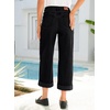 image:imageSidefeel Womens Wide Leg Jeans High Waisted Stretchy Cropped Ankle Capri Rolled Hem Denim PantsBlack