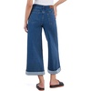 image:imageSidefeel Womens Wide Leg Jeans High Waisted Stretchy Cropped Ankle Capri Rolled Hem Denim PantsDark Blue