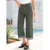 image:imageSidefeel Womens Wide Leg Jeans High Waisted Stretchy Cropped Ankle Capri Rolled Hem Denim PantsGreen