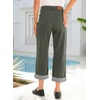 image:imageSidefeel Womens Wide Leg Jeans High Waisted Stretchy Cropped Ankle Capri Rolled Hem Denim PantsGreen