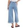 image:imageSidefeel Womens Wide Leg Jeans High Waisted Stretchy Cropped Ankle Capri Rolled Hem Denim PantsLight Blue