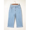 image:imageSidefeel Womens Wide Leg Jeans High Waisted Stretchy Cropped Ankle Capri Rolled Hem Denim PantsSky Blue