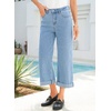image:imageSidefeel Womens Wide Leg Jeans High Waisted Stretchy Cropped Ankle Capri Rolled Hem Denim PantsSky Blue