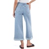 image:imageSidefeel Womens Wide Leg Jeans High Waisted Stretchy Cropped Ankle Capri Rolled Hem Denim PantsSky Blue