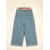 image:imageSidefeel Womens Wide Leg Jeans High Waisted Stretchy Cropped Ankle Capri Rolled Hem Denim PantsVintage Blue