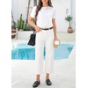 image:imageSidefeel Womens Wide Leg Jeans High Waisted Stretchy Cropped Ankle Capri Rolled Hem Denim PantsWhite