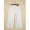image:imageSidefeel Womens Wide Leg Jeans High Waisted Stretchy Cropped Ankle Capri Rolled Hem Denim PantsWhite