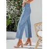 image:imageSidefeel Womens Wide Leg Jeans High Waisted Stretchy Straight Leg Jeans Buttoned Loose Denim Pants with Pocket Sky Blue Size 6 Long