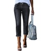 image:imageSidefeel Womens Capri Jeans High Waisted Summer Fashion Straight Leg Raw Hem Denim Capri PantsBlack