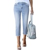 image:imageSidefeel Womens Capri Jeans High Waisted Trendy Spring Outfit Denim Capri Pants Sky Blue Size 10