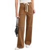 image:imageSidefeel Womens Wide Leg Jeans High Waisted Elastic Stretchy Straight Leg Trendy Drawstring Baggy Pull On Denim PantsBrown