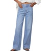 image:imageSidefeel Womens Wide Leg Jeans High Waisted Stretchy Baggy Side Seam Denim Pants with Slanted PocketsSky Blue