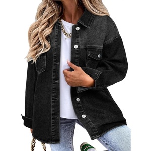 image:imageSidefeel Womens Jean Jacket Casual Long Sleeve Button Down Oversized Denim Jacket Trendy Fall OutfitsBlack