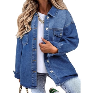 image:imageSidefeel Womens Jean Jacket Casual Long Sleeve Button Down Oversized Denim Jacket Trendy Fall OutfitsBlue