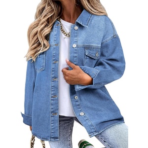 image:imageSidefeel Womens Jean Jacket Casual Long Sleeve Button Down Oversized Denim Jacket Trendy Fall OutfitsLight Blue