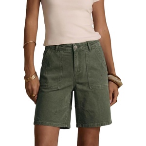 image:imageSidefeel Womens Jean Shorts High Waisted Stretchy Bermuda Pleated Denim Summer ShortsGreen