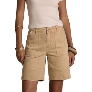 image:imageSidefeel Womens Jean Shorts High Waisted Stretchy Bermuda Pleated Denim Summer ShortsKhaki