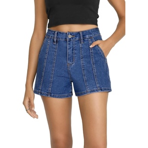image:imageSidefeel Womens Jean Shorts High Waisted Stretchy Trendy Seamed Front Casual Summer Loose Denim Shorts with PocketsBlue