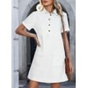 image:imageSidefeel Denim Dress for Women Casual Short Sleeve Collared Button Down Jean Dress Trendy A Line Summer Shirt DressCream White