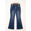 image:imageSidefeel Flare Jeans for Women High Waisted Stretchy Bell Bottoms Wide Leg Side Seam Denim PantsDark Blue