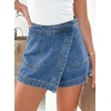 image:imageSidefeel Skorts Skirts for Women Denim Mini Skirt Casual Summer High Waisted Jean Shorts StretchyLight Blue