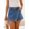 image:imageSidefeel Skorts Skirts for Women Denim Mini Skirt Casual Summer High Waisted Jean Shorts StretchyLight Blue