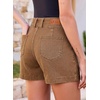 image:imageSidefeel Skorts for Woman Casual High Waisted Stretchy Jean Shorts Trendy Asymmetrical Summer Denim Mini Skirts with PocketsBrown